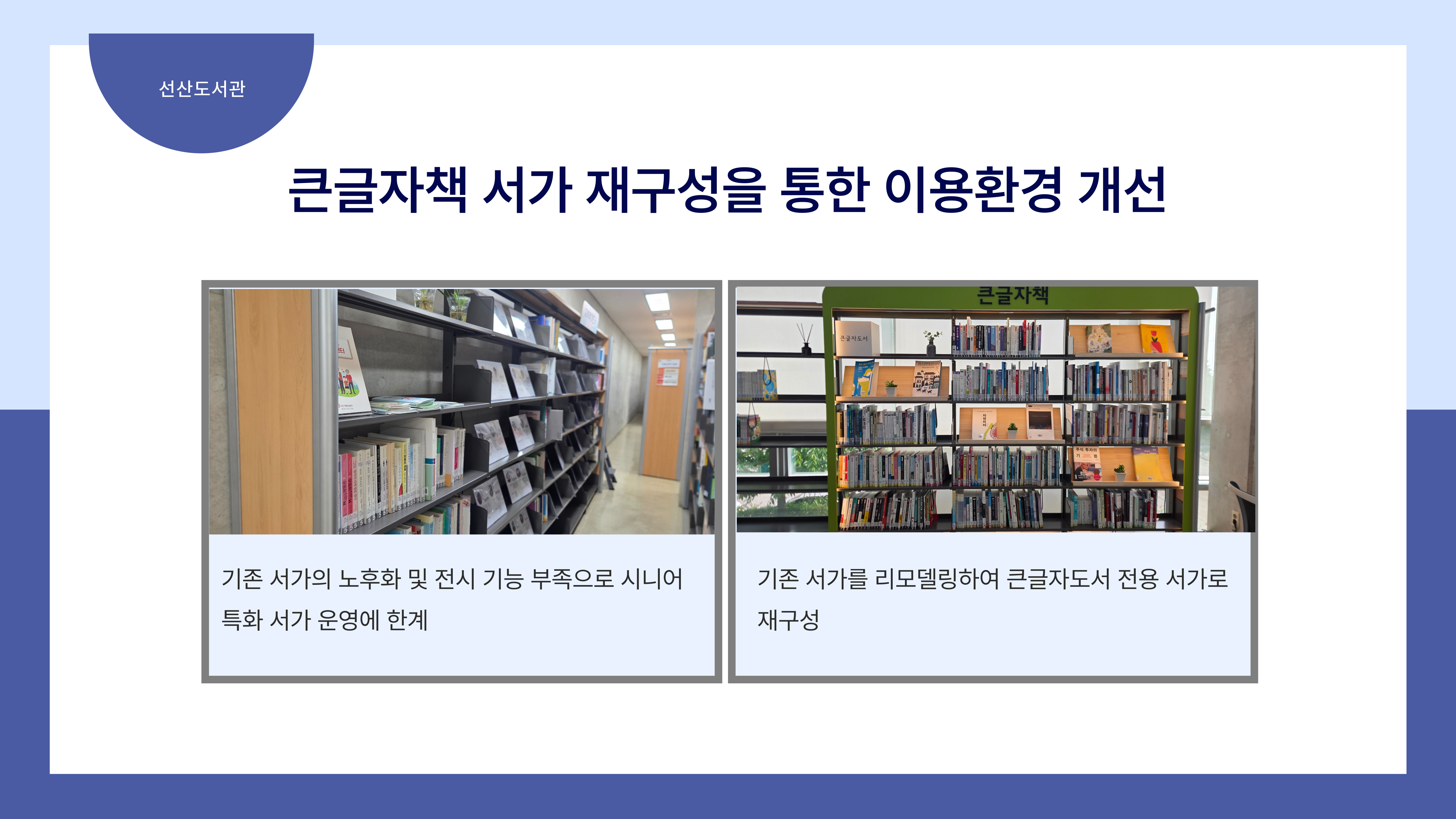 (선산도서관)큰글자책 서가 재구성을 통한 이용환경 개선 첨부 이미지